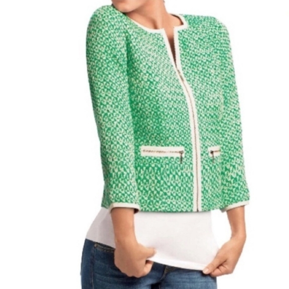 CAbi Green and White Tweed Blazer style 726 - Picture 5 of 5